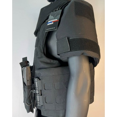 Бронежилет разгрузочный UNIVERSAL ARMOR в Бердске (СВМПЭ + бронеплиты Бр5 класса) черный