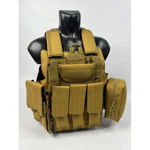 Тактический разгрузочный жилет «5 / пять карманов» с подсумками Tactical Molle Plate Carrier для съемных бронепластин в Бердске
